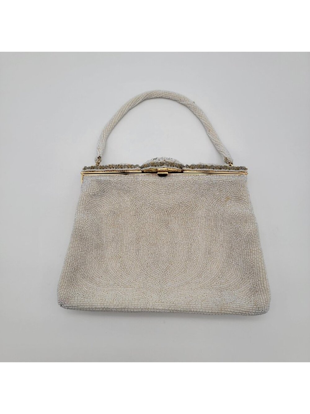 Vintage Walborg White Beaded Evening Bag Purse